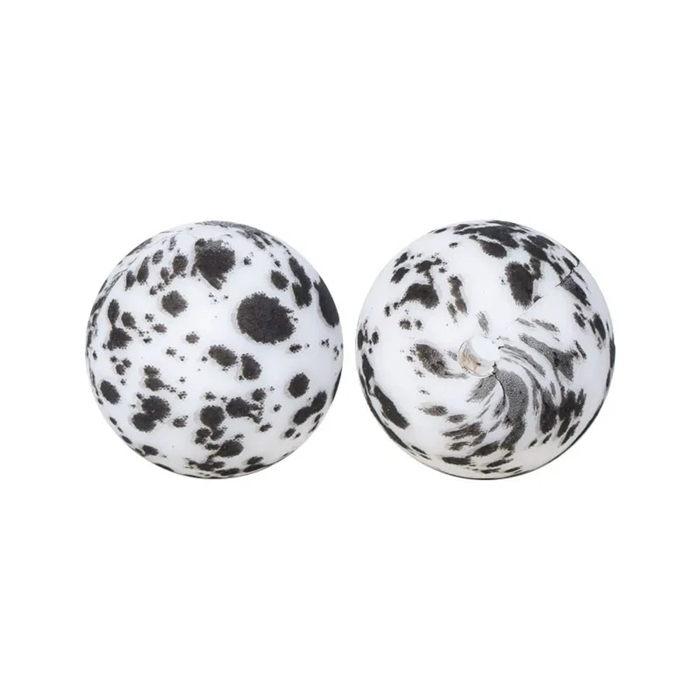 15mm Black and White Dots Printed Silicone Bead for DIY Pens