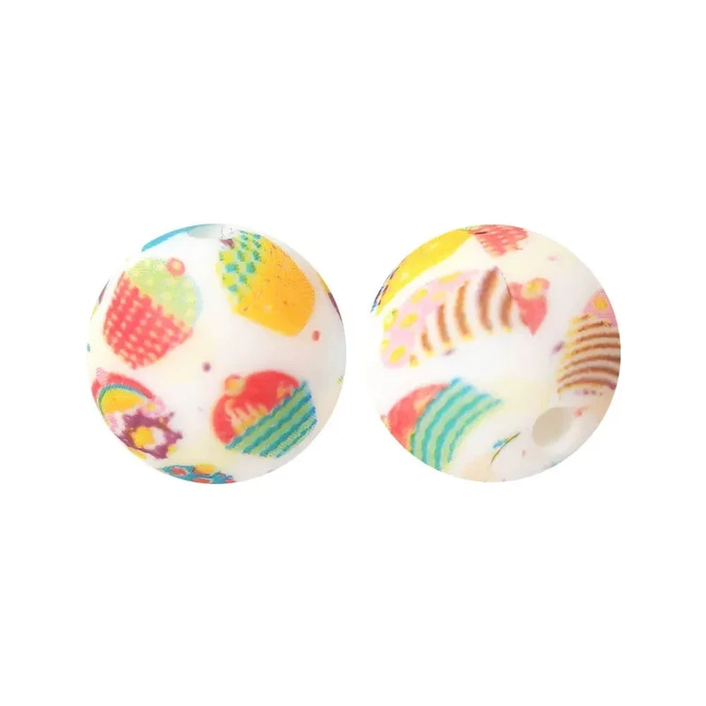15mm Cake Printed Silicone Bead for DIY Pens