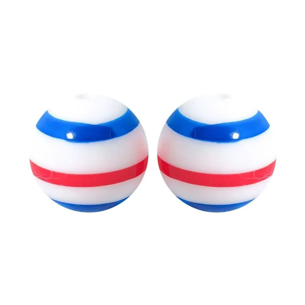 15mm Blue Red Stripes on White Printed Silicone Bead for DIY Keychain