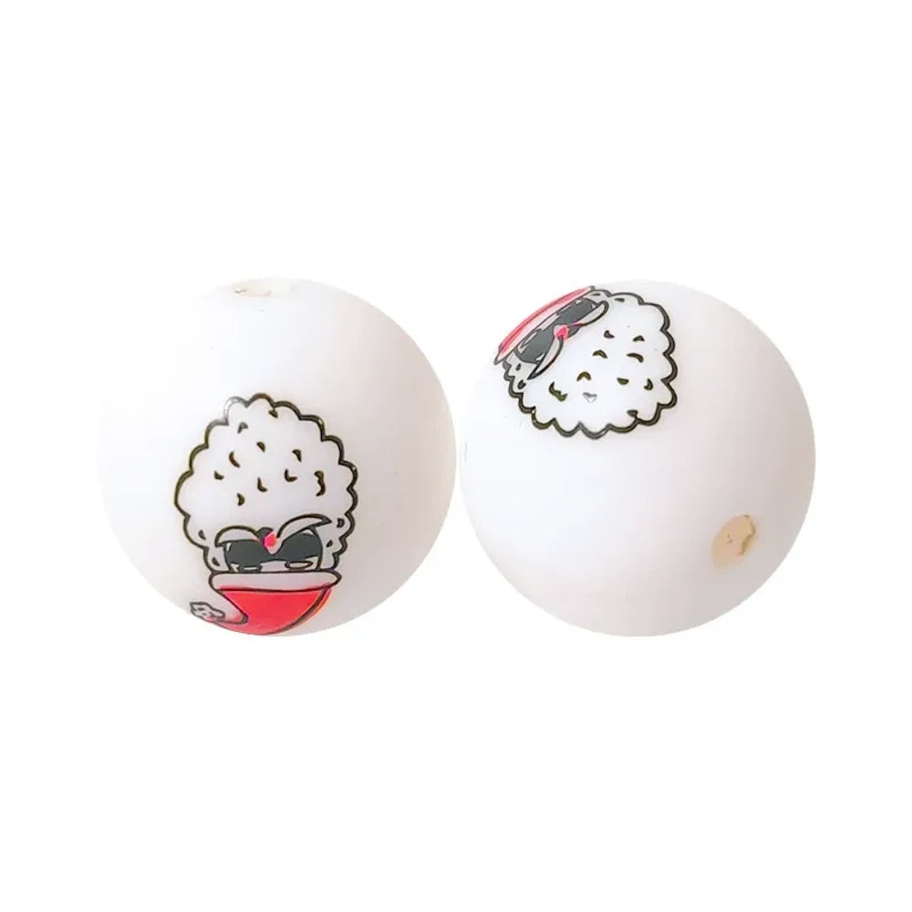 15mm Santa Printed Silicone Bead for DIY Pens Bracelet Keychains
