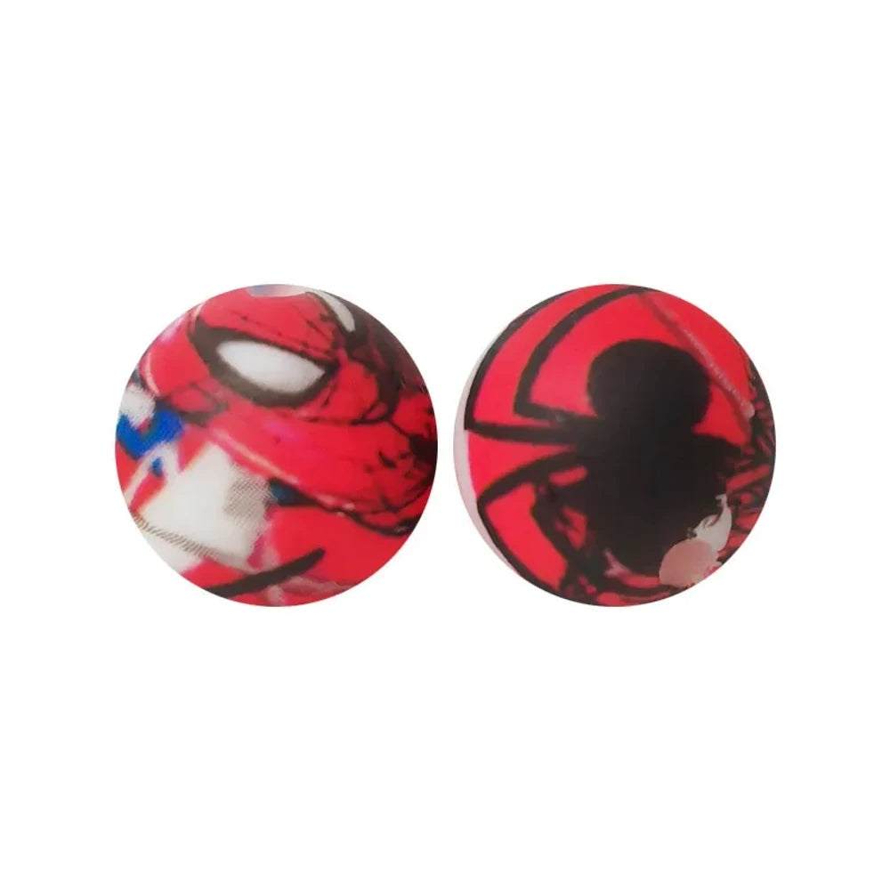 15mm Spider Printed Silicone Bead for DIY Bracelet Keychain