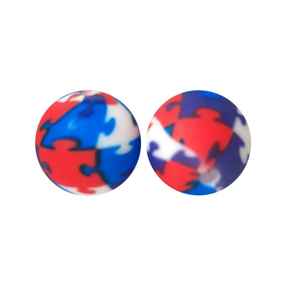 15mm Jigsaw Puzzle Printed Silicone Bead for DIY Pens