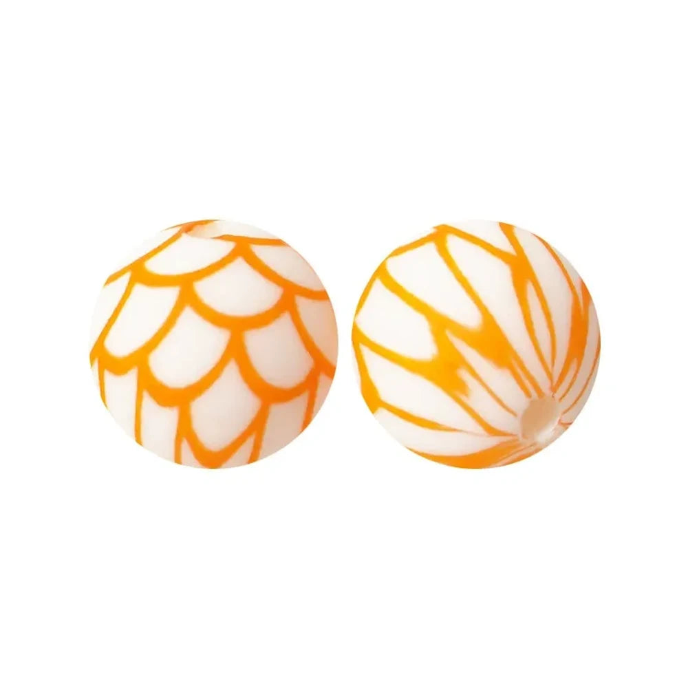 15mm Fish Scales Printed Silicone Bead for DIY Pens Bracelet