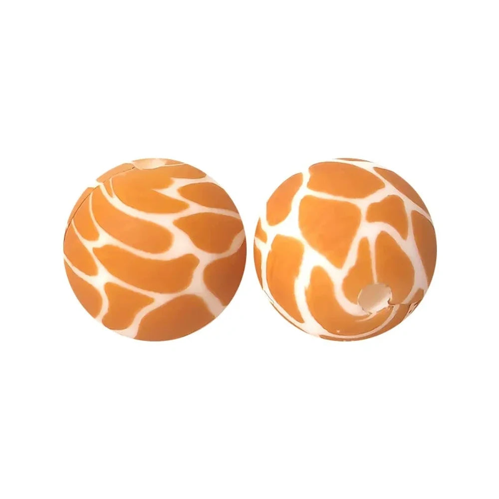 15mm giraffe pattern Printed Silicone Bead for DIY Pens