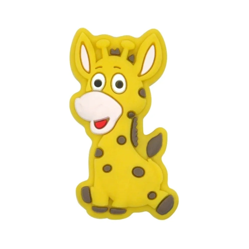 Assorted color cartoon donkey silicone focal beads with brown spots, shown in multiple pastel and bright colors including green, yellow, pink, gray, and blue on white background. - 8