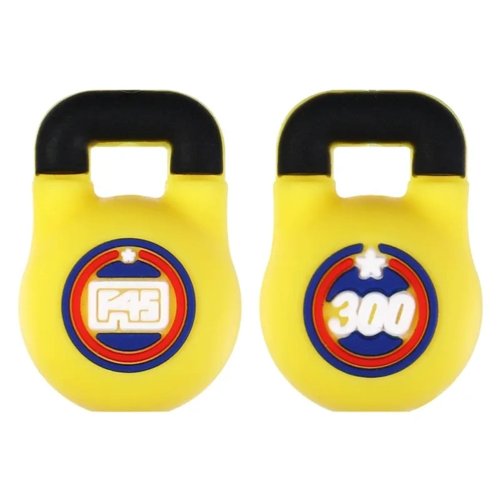 Assorted gym fitness silicone focal beads including red and black dumbbells, yellow kettlebells, purple sport bottles, and yoga roller designs for DIY beadable pens and keychains - Kettlebell