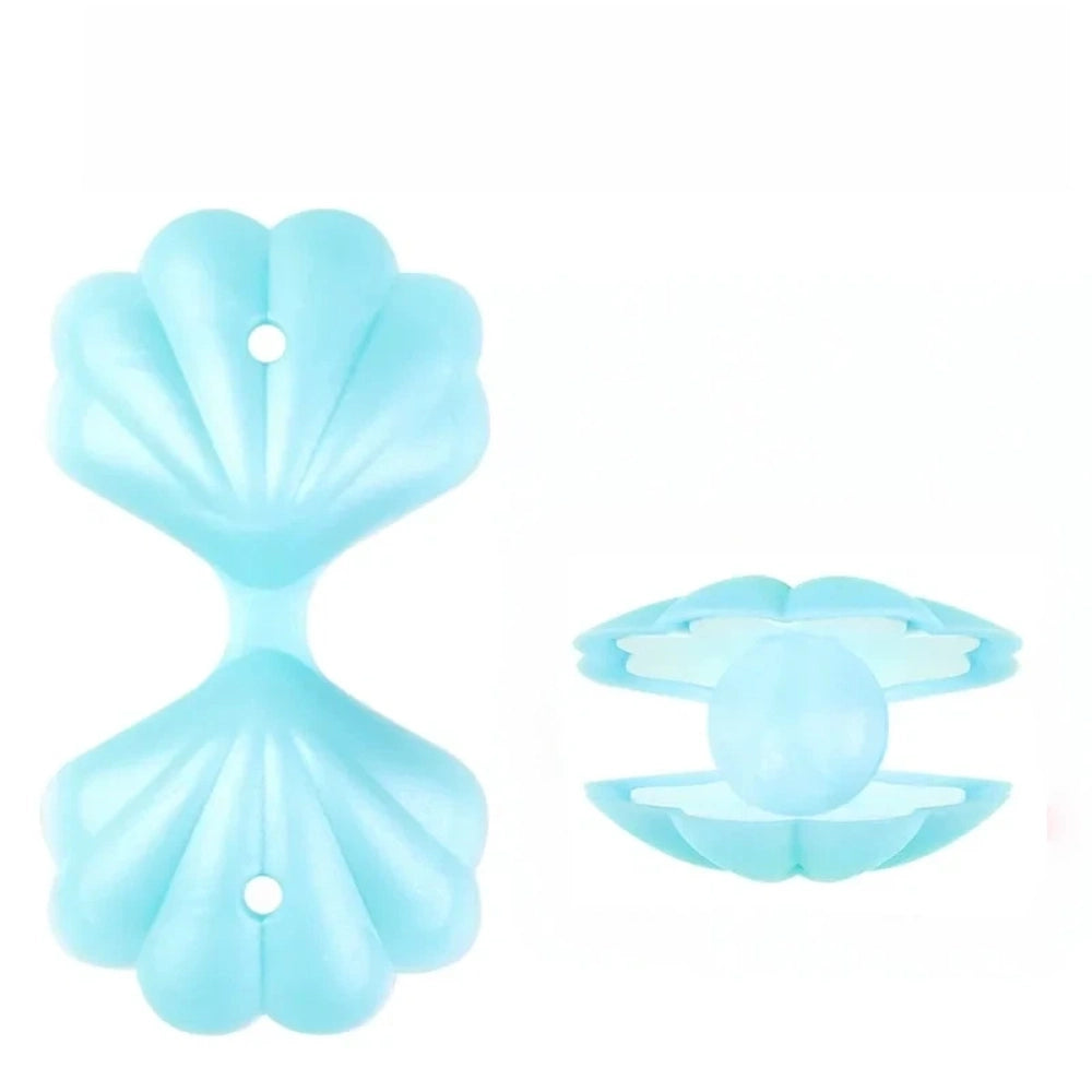 Assorted ocean animal silicone focal beads including sea turtles, clownfish, flamingos, rubber ducks, and seashells in pastel and bright colors for DIY jewelry making and beadable pens. - Blue Shell (Without Pearl)