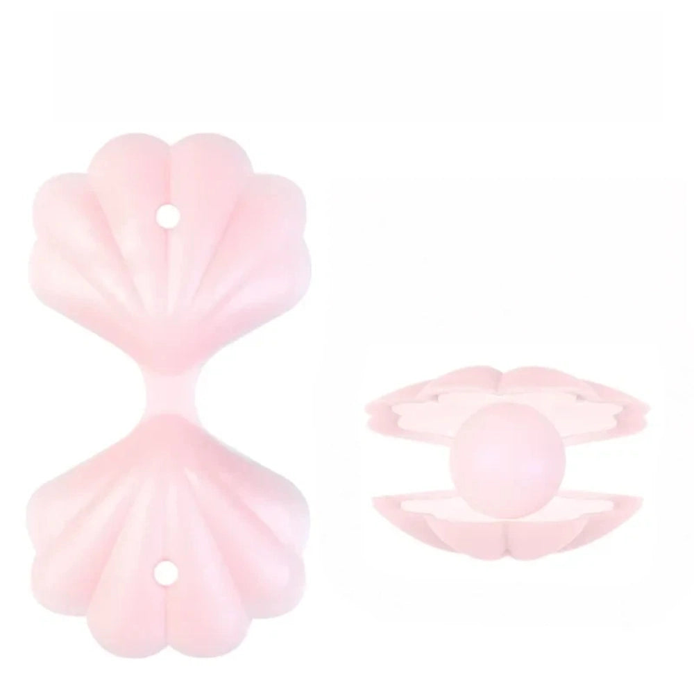 Assorted ocean animal silicone focal beads including sea turtles, clownfish, flamingos, rubber ducks, and seashells in pastel and bright colors for DIY jewelry making and beadable pens. - Pink Shell (Without Pearl)
