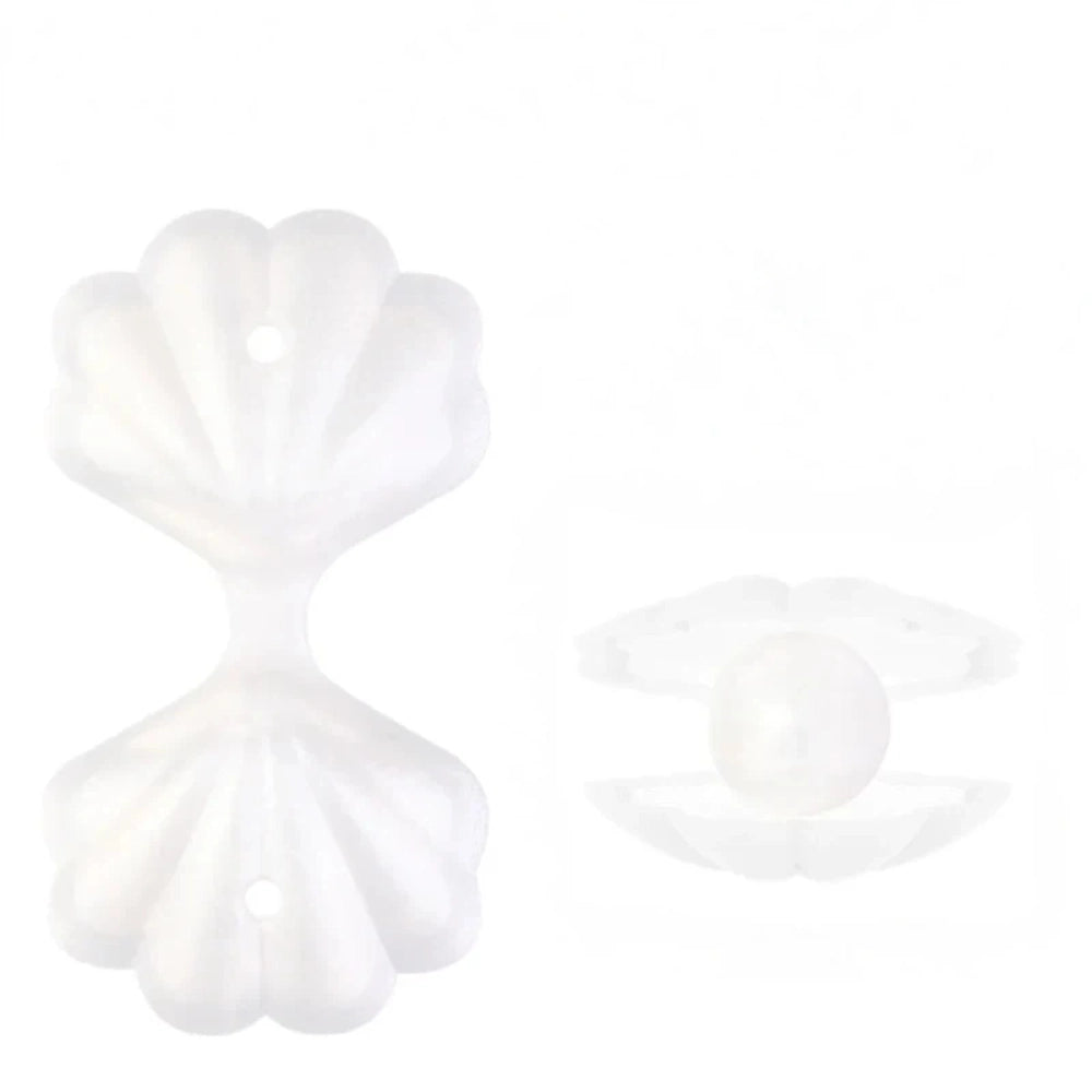 Assorted ocean animal silicone focal beads including sea turtles, clownfish, flamingos, rubber ducks, and seashells in pastel and bright colors for DIY jewelry making and beadable pens. - White Shell (Without Pearl)