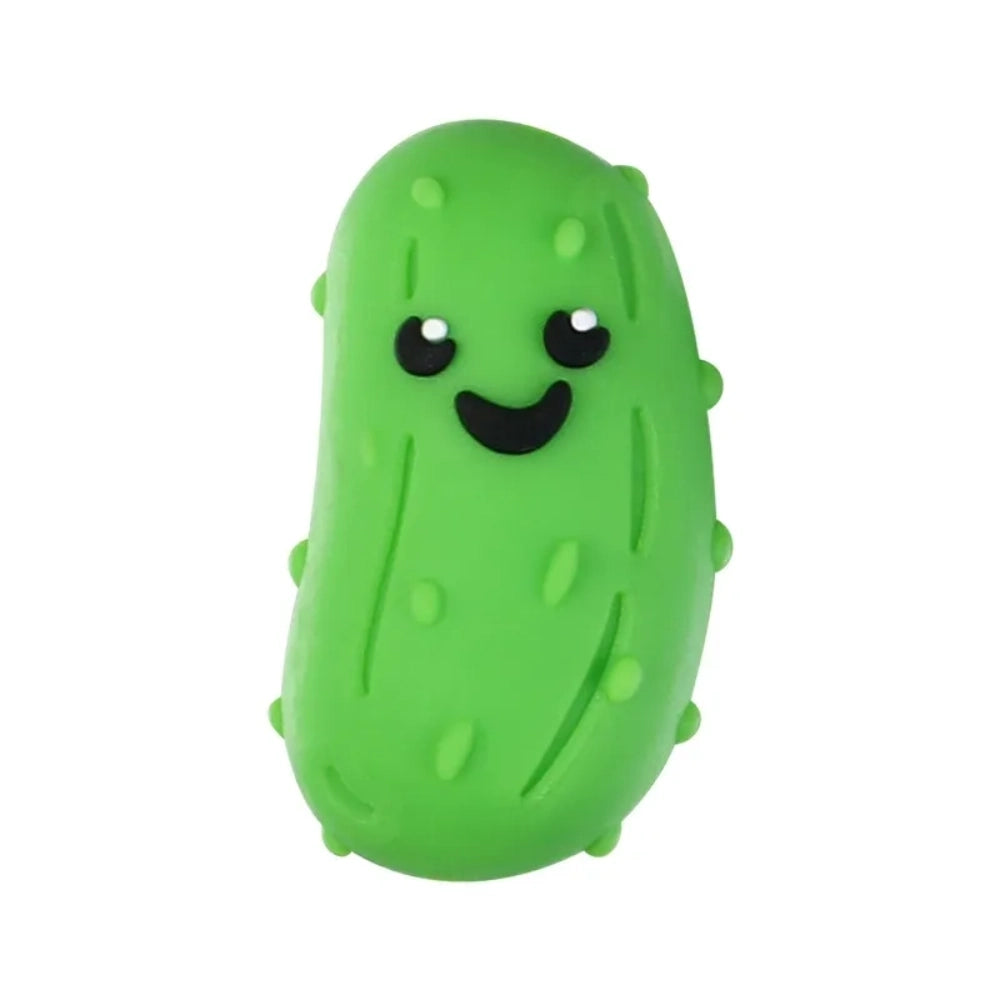 Assorted silicone focal beads shaped like pickles, red chili peppers, and gnomes with cartoon faces, in green, yellow-green, and red colors for DIY crafts. - 4
