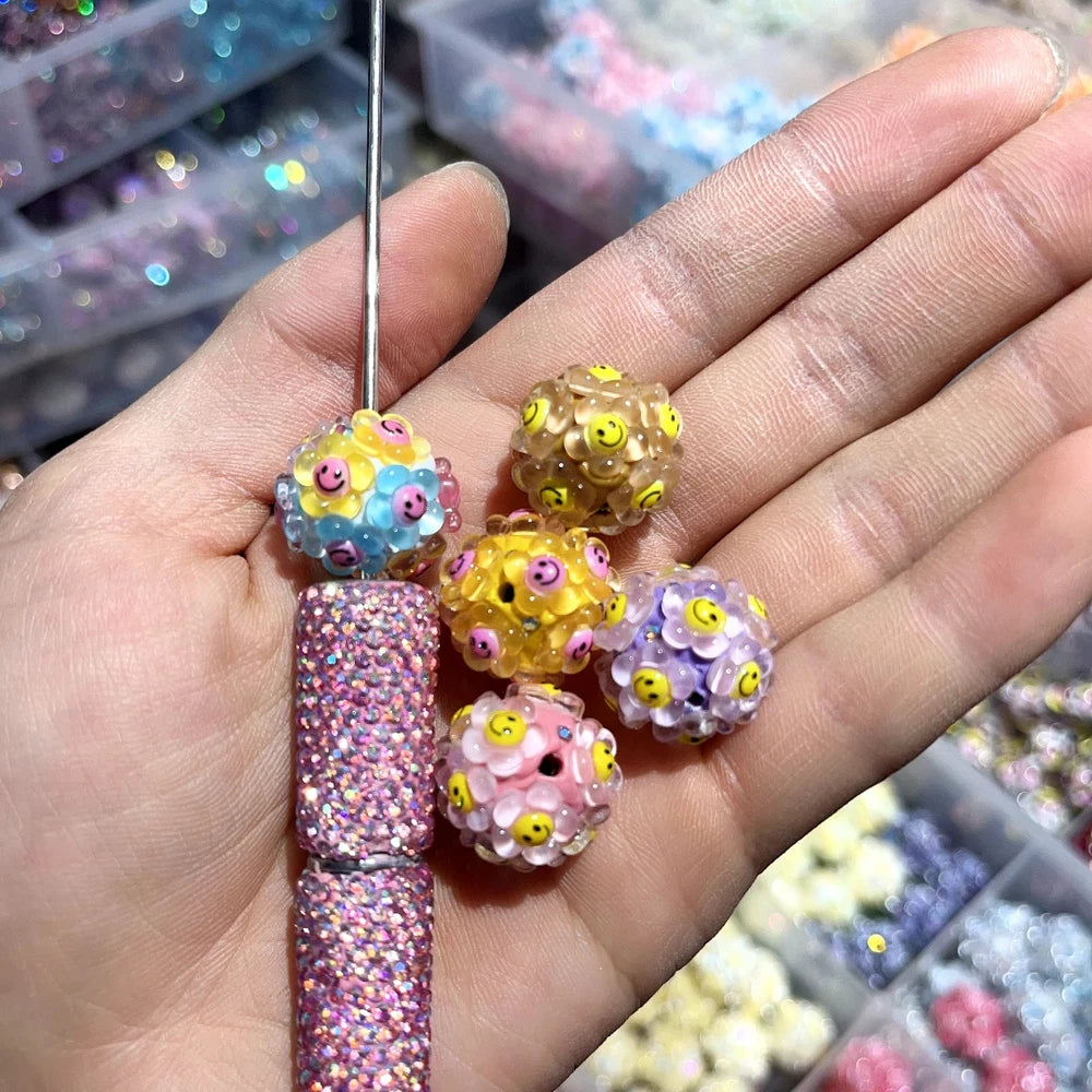 Smiley Flower Clay DIY Fancy Beads-Random Mixed