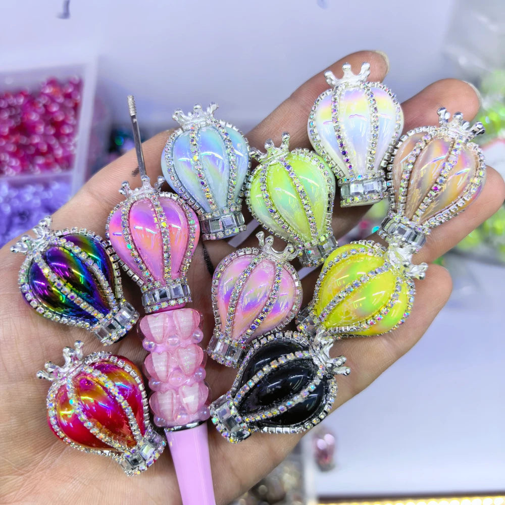 Soild UV Balloon with Rhinestone Chain Crown Acrylic DIY Fancy Beads-Random Mixed