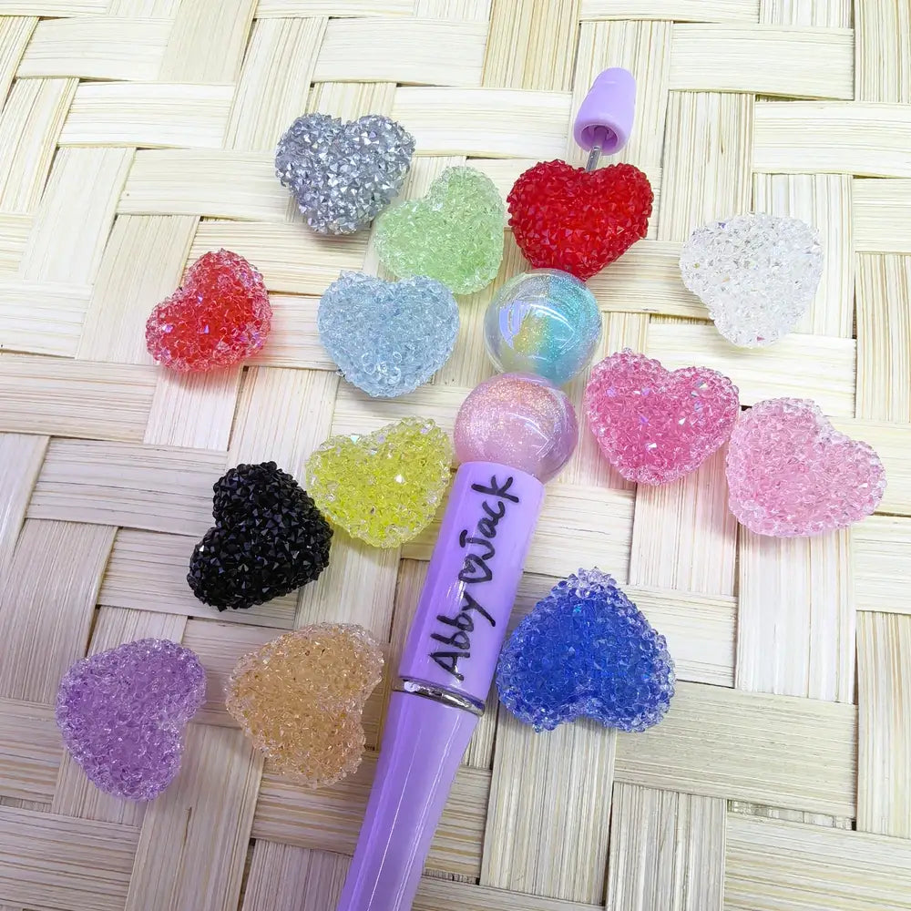 Solid Color Heart Sugar Beads