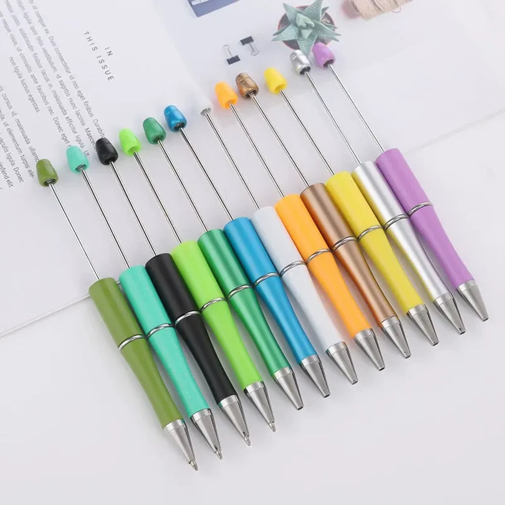 Solid Color Pearlescent Macaron Ombre Beadable Plastic Ballpoint Pen for DIY