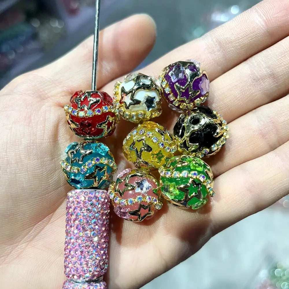 Star and Rhinestone Chain Acrylic DIY Fancy Beads-Random Mix