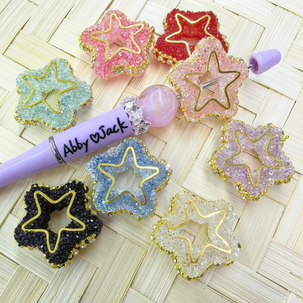 Star Frame with Golden Alloy Chain and Rhinestones Chain Sugar Beads