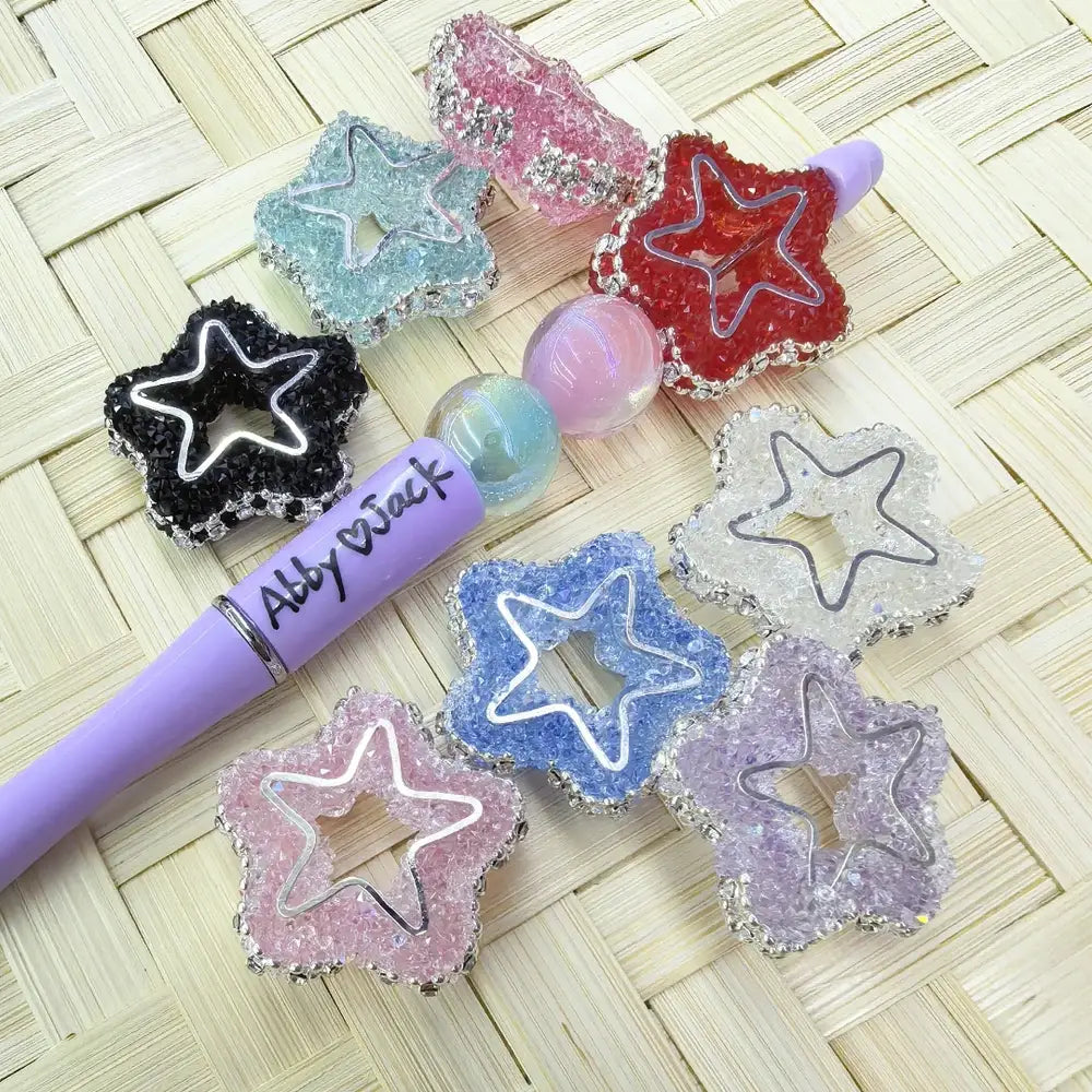 Star Frame with Silver Alloy Chain and Rhinestones Chain Sugar Beads