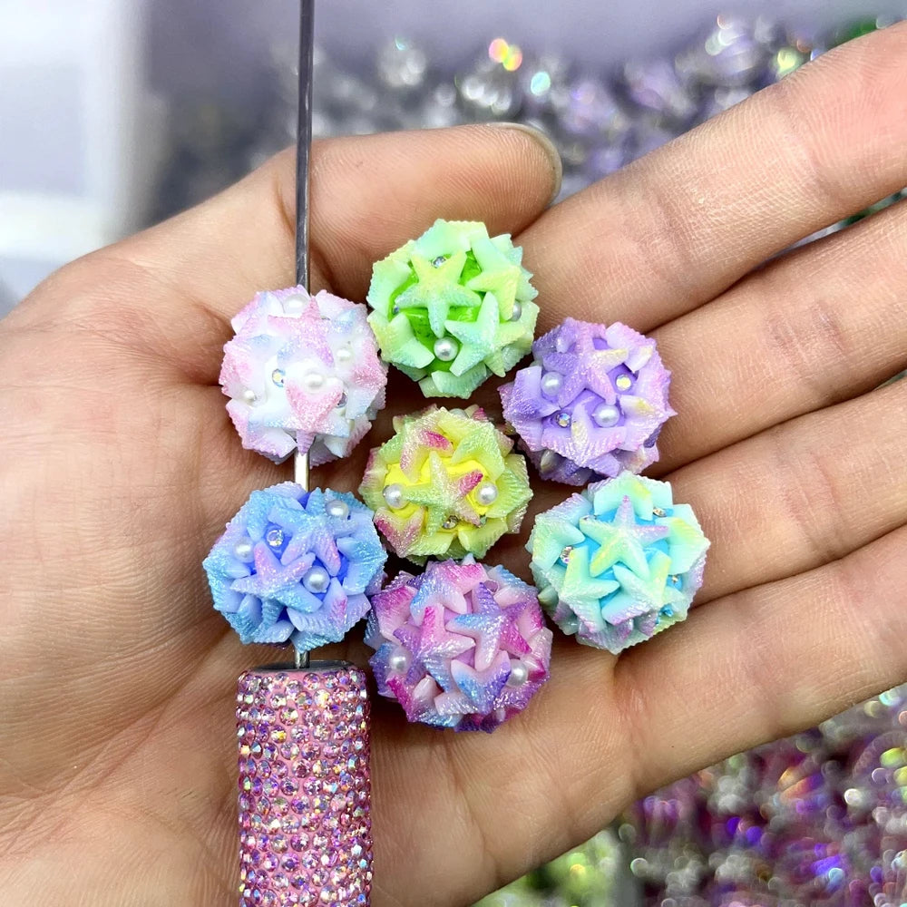 Star Pearls and Mini Rhinestones Clay DIY Fancy Beads-Random Mixed