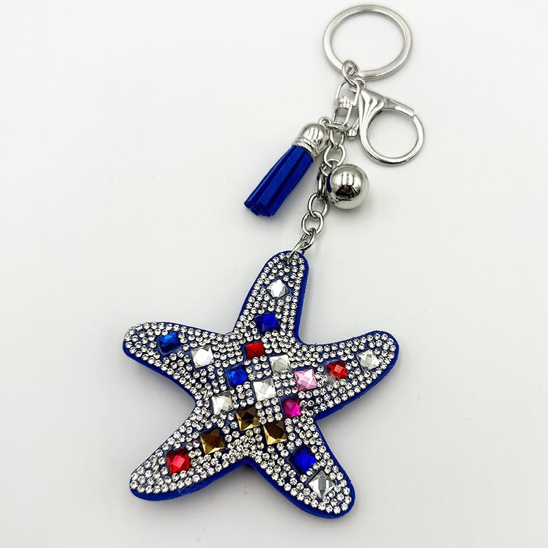 Starfish Rhinestone Keychain for DIY