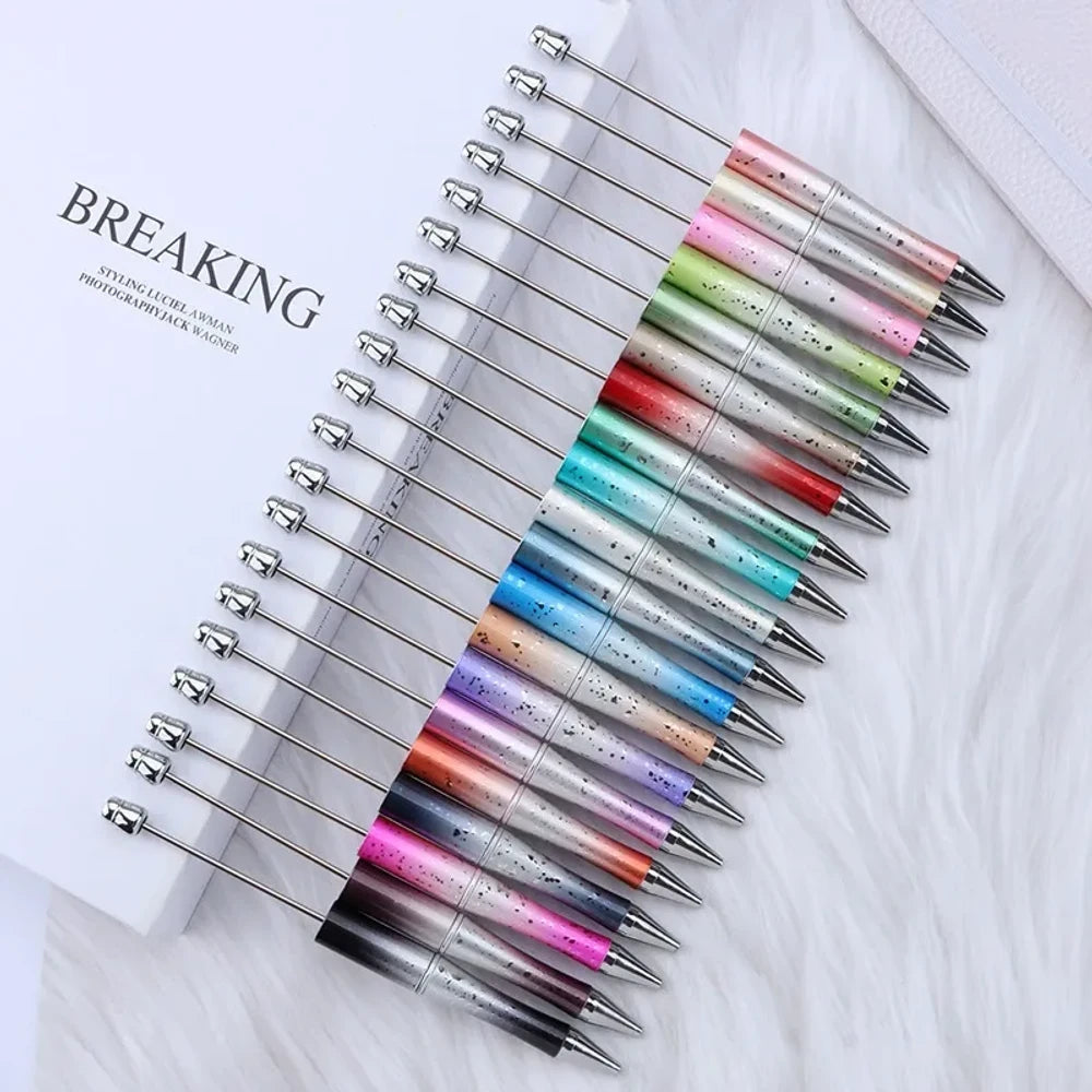 Starry Glitter Gradient Beadable Plastic Ballpoint Pen for DIY