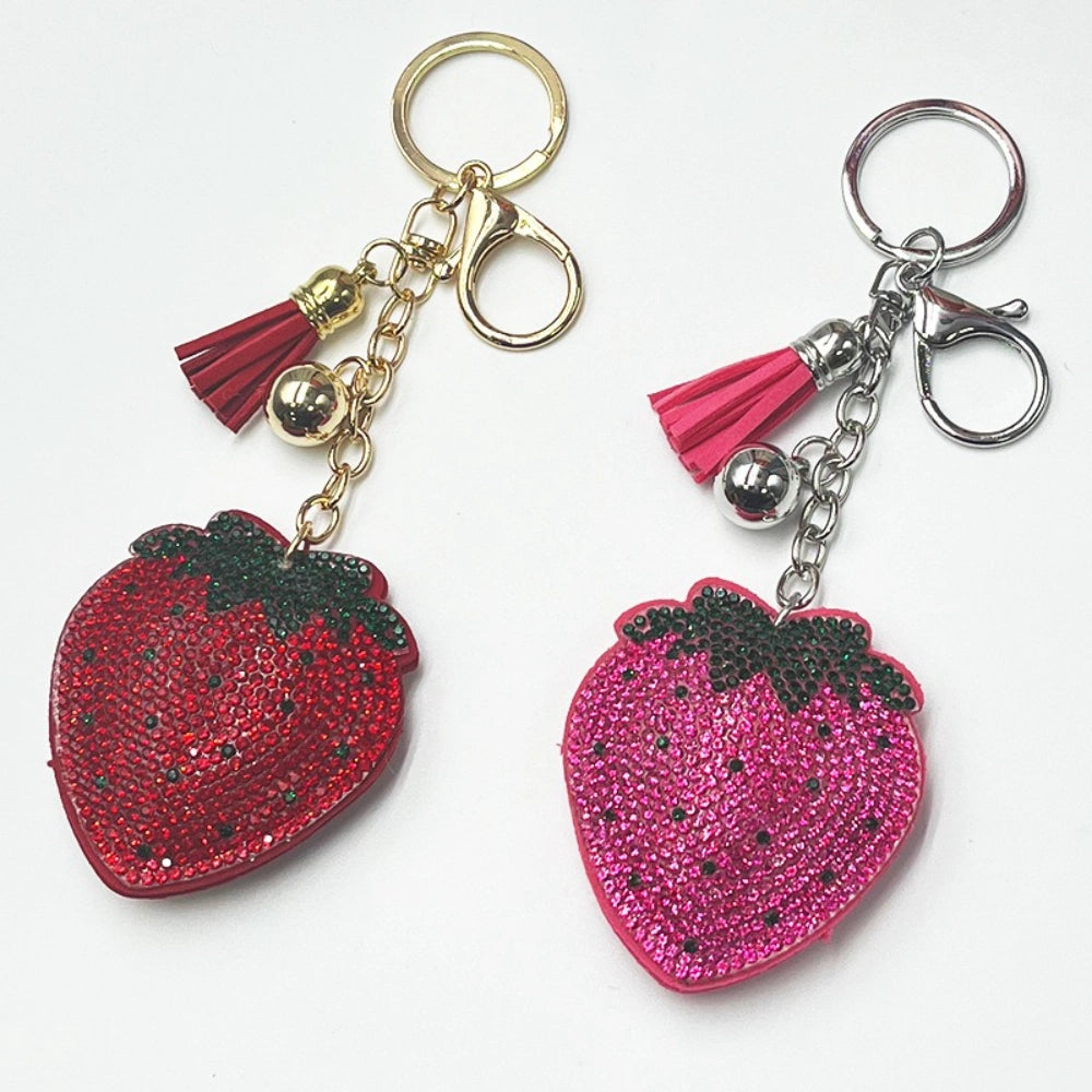 Strawberry Rhinestone Keychain for DIY
