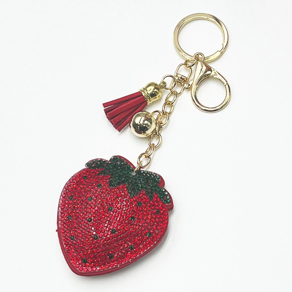 Strawberry Rhinestone Keychain for DIY