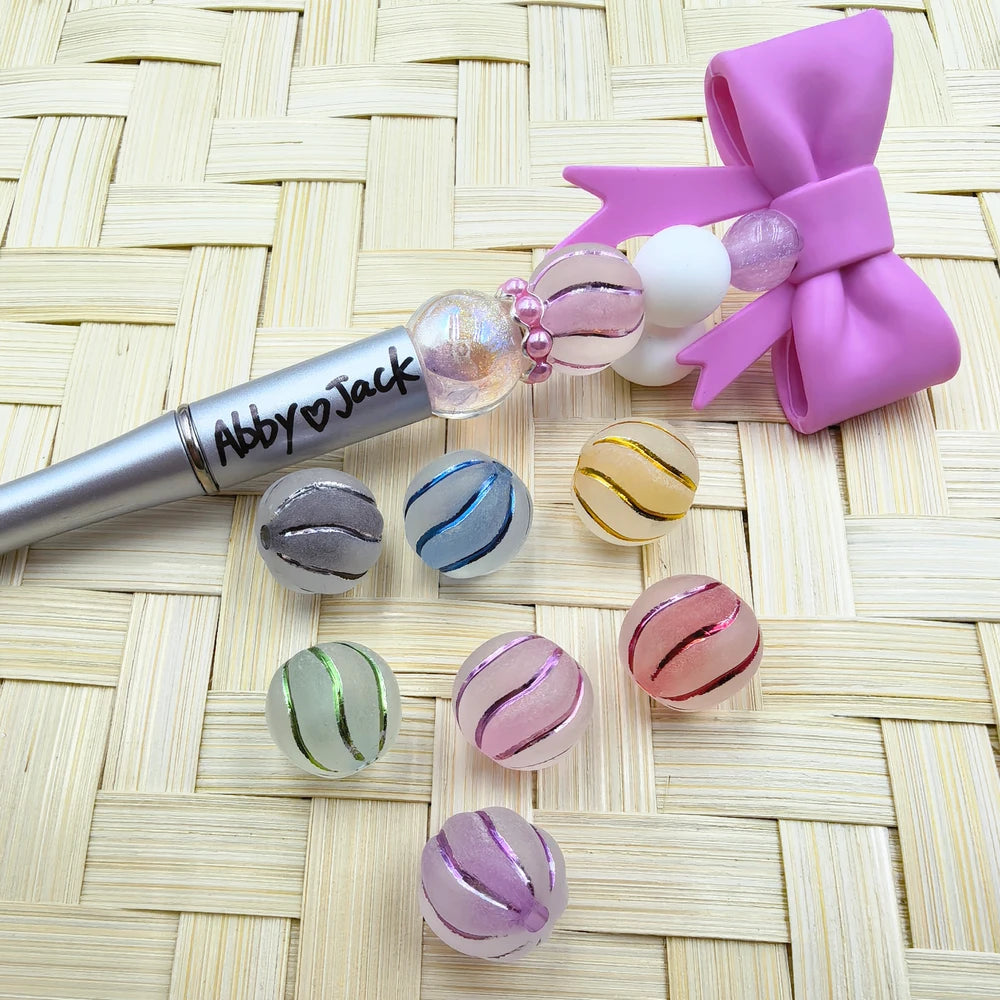 Stripes Frosted Acrylic Beads