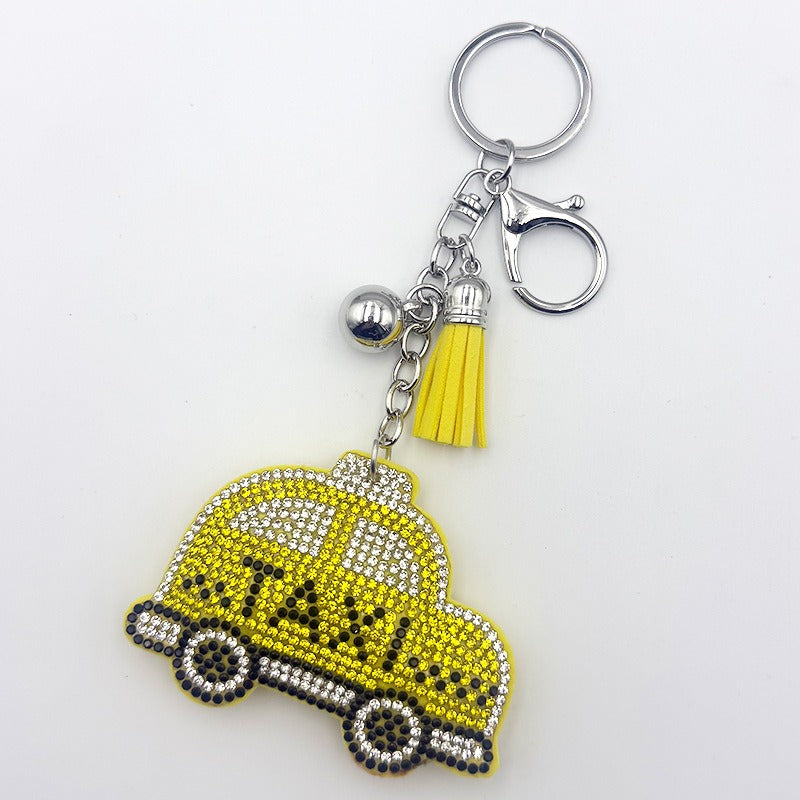 Taxi Rhinestone Keychain for DIY