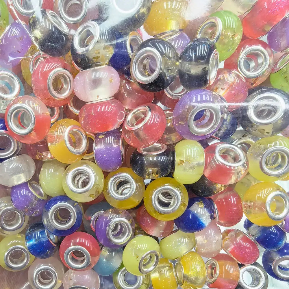 Transparent Glitter Gold Sheets Acrylic Big Hole Spacer