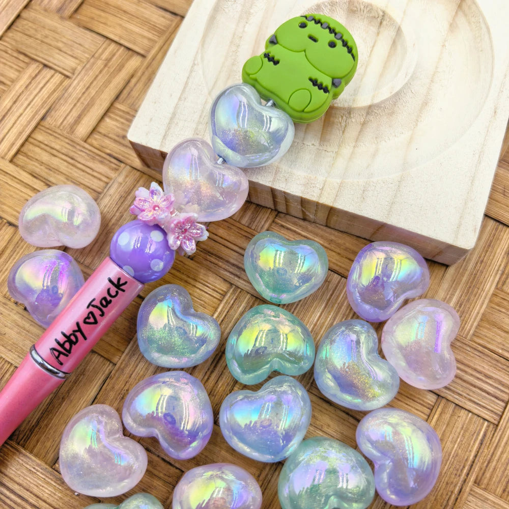 UV Coating Heart Shape Acrylic Bead
