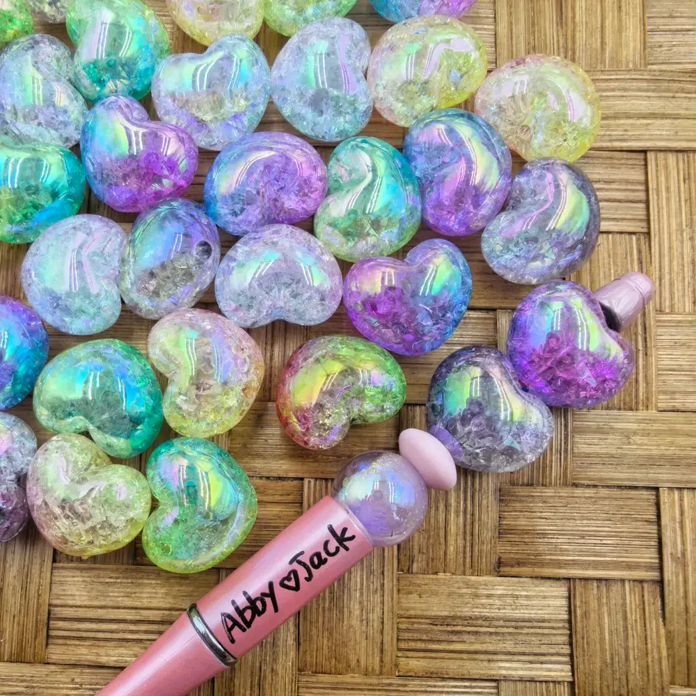 UV Coating Shiny in Solid Color Heart Shape Acrylic Bead