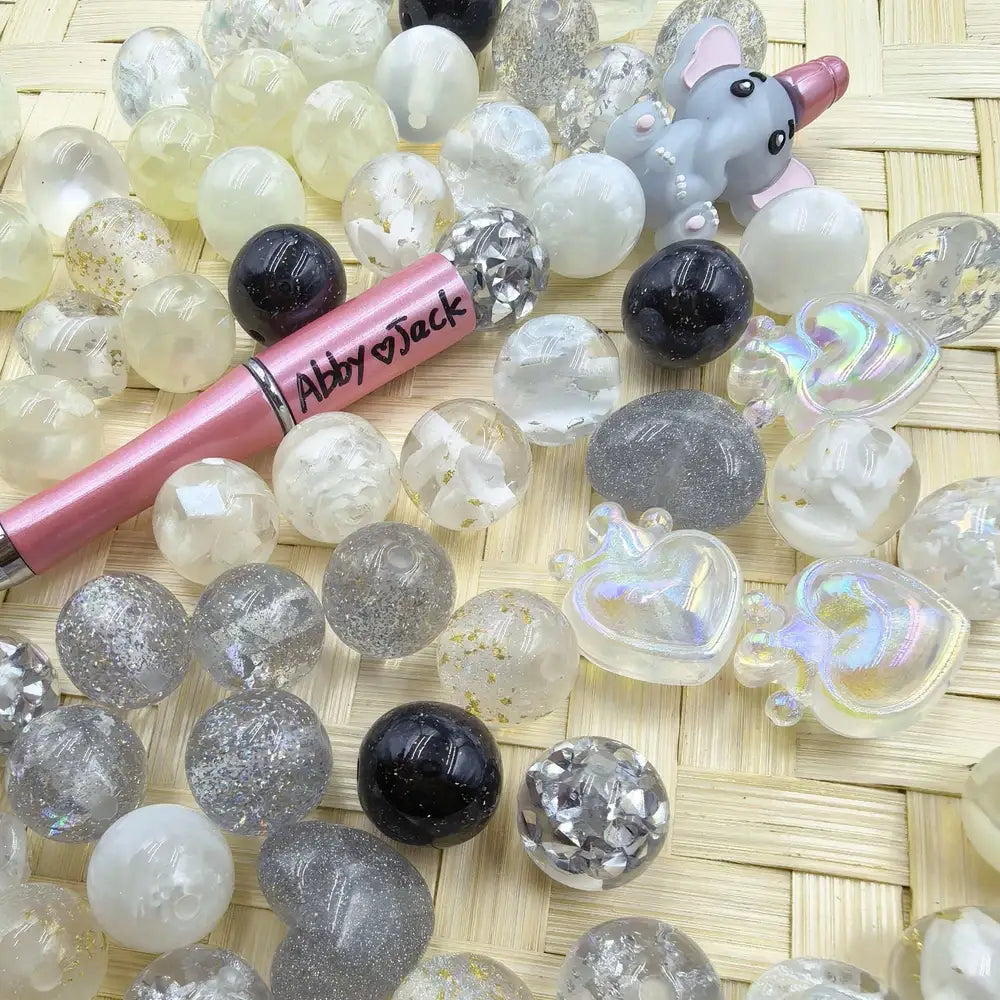 White Random Mixed Acrylic Beads